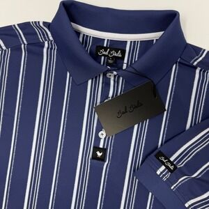 Bad Birdie Ridge Polo Winning Streak Cobalt Stripe Golf Shirt‎ Men's Large NEW
